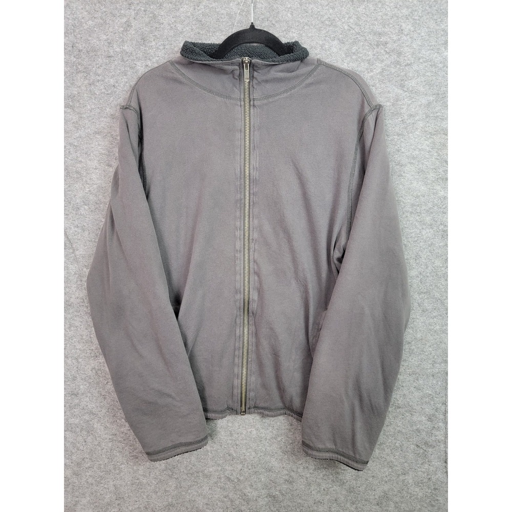 Gap Mens Full Front Zipper Fleece Gray Jacket M Regular Fit Cotton Shell